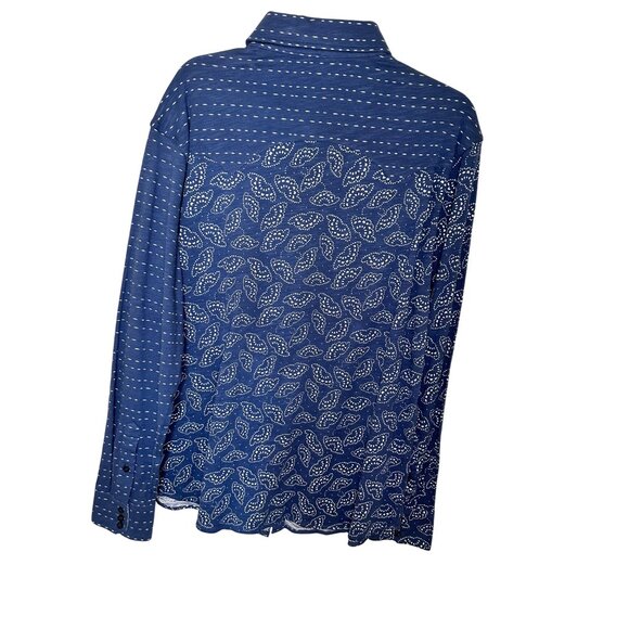 NWT Cremieux Kyoto Mens Large Button-Up Shirt Long Sleeve Blue & White Flip Cuff - Picture 6 of 7